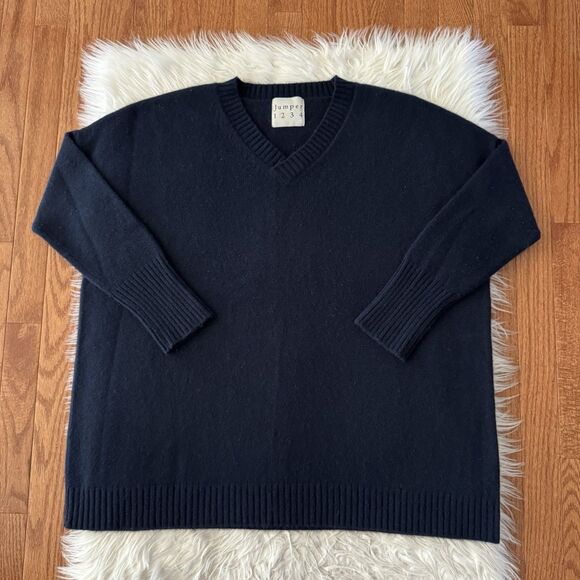 Jumper 1234 Cashmere Sweater Women’s Large Oversized Blue Knit Designer Luxury - Picture 2 of 9